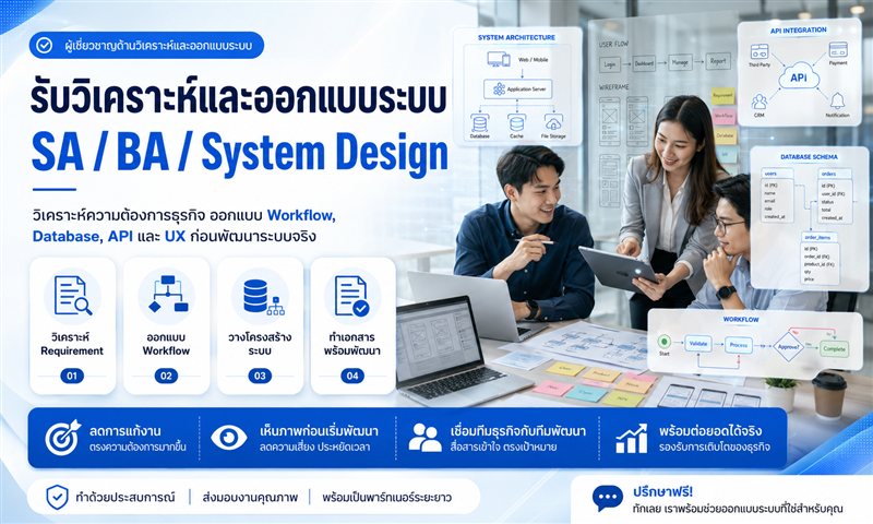 รับวิเคราะห์และออกแบบระบบ SA / BA / System Design
